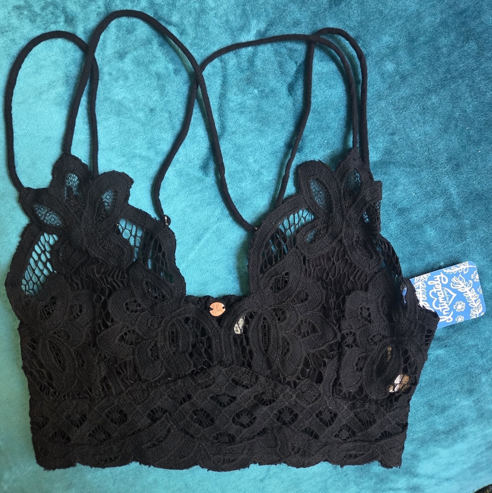 Intimately Free People Black Lace Bralette, Size XXS